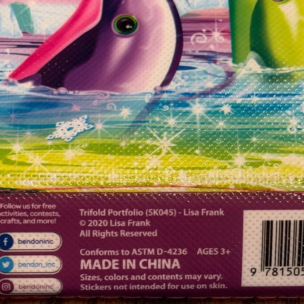 Lisa Frank Tikanni Trifold‎ Portfolio Art Organizer Bag with 6 Crayons Rainbow